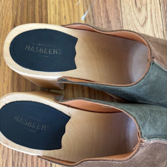 Swedish Hasbeen Open Toe Clog with Wooden Heel - Picture 3 of 4